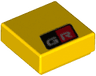 Tile 1 x 1 with Silver 'GR' on Black and Red Background Pattern