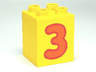 Duplo, Brick 2 x 2 x 2 with Number 3 Orange Pattern