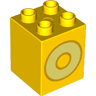 Duplo, Brick 2 x 2 x 2 with Bright Light Yellow Capital Letter O with Bright Light Orange Outline Pattern