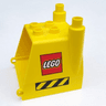 Duplo Truck Construction Vehicle Back with Black and Yellow Danger Stripes and LEGO Logo Pattern on Both Sides