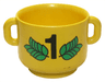 Duplo Utensil Kettle with Open Handles, Number 1 and Green Leaves Pattern (Trophy Top)