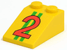 Slope 33 3 x 2 with Red Number 2 on Green Stripes Pattern