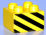 Duplo, Brick 2 x 2 with Black and Yellow Danger Stripes Pattern
