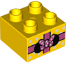 Duplo, Brick 2 x 2 with Gift Wrap, Polka Dots, and Minnie Mouse Ears and Bow Pattern