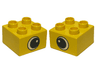 Duplo, Brick 2 x 2 with Black and White Eye with Spot Pattern on Opposite Sides