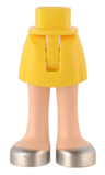 Mini Doll Hips and Skirt with Molded Light Nougat Legs and Printed Silver Open Top Shoes Pattern - Thin Hinge