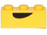 Brick 1 x 3 with Black Curved Semicircle Pattern (Banarnar Mouth)