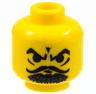 Minifigure, Head Black Eyebrows, Curly Moustache, Goatee, Furrowed Brow, Angry Pattern