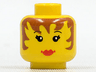 Minifigure, Head Female Black Thin Eyebrows, Eyelashes, Brown Hair, Red Lips, Neutral Pattern