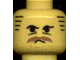 Minifigure, Head Moustache Brown Bushy, Stubble, Under-Eyes Wrinkles, Stripe Sideburns Pattern