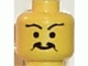Minifigure, Head Moustache Curly and Split, Long Wavy Eyebrows Pattern