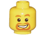 Minifigure, Head Dark Orange Eyebrows, Moustache, and Goatee, Lopsided Open Mouth Smile with Teeth Pattern