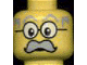 Minifigure, Head Moustache Large Gray, Gray Eyebrows, and Large Glasses Pattern