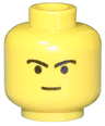 Minifigure, Head Male Straight Small Smile and Black Curved Eyebrows Pattern