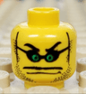 Minifigure, Head Mask Small with Green Eyes, Stubble, Thin Wide Moustache over Mouth Line Pattern