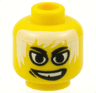 Minifigure, Head Black Eyebrows, Large Eyes, Messy White Hair, Wide Lopsided Open Mouth Smile with Top Teeth and Gap Pattern
