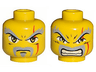 Minifigure, Head Dual Sided Exo-Force Dark Gray Moustache, Eyebrows, Thin Scar and Closed Mouth / Bared Teeth Pattern (Keiken)