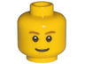 Minifigure, Head Brown Eyebrows, Thin Grin, Black Eyes with White Pupils Pattern