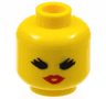 Minifigure, Head Female with Black Eyes with Thick Eyelashes, Red Lips, Open Mouth Pattern
