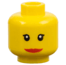Minifigure, Head Female with Red Lips, Wide Smile, Small Eyelashes Pattern