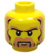 Minifigure, Head Black and Nougat Beard, Sideburns, Bushy Eyebrows, White Pupils, Stern Pattern