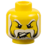 Minifigure, Head Black and White Eyebrows, Moustache, and Full Beard, Lopsided Angry Bared Teeth Pattern