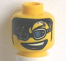 Minifigure, Head Glasses with Blue Glasses, Long Black Bangs and Open Mouth Pattern