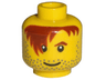 Minifigure, Head Male Red-Brown Hair over Eye, One Eyebrow, Stubble, White Pupils Pattern