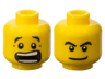 Minifigure, Head Dual Sided Black Bushy Eyebrows, Scared Open Mouth with Teeth Parted / Smirk Pattern