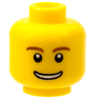 Minifigure, Head Reddish Brown Eyebrows, Thin Grin with Teeth, Black Eyes with White Pupils Pattern