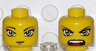 Minifigure, Head Dual Sided Exo-Force Green Eyes Female with Slight Smirk / Open Mouth Pattern (Hitomi)