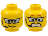 Minifigure, Head Dual Sided Silver Glasses, Headset, Smile / Scared Pattern