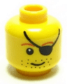 Minifigure, Head Male Eye Patch, Brown Eyebrows, Stubble Pattern