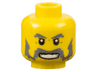 Minifigure, Head Dark Bluish Gray Bushy Eyebrows, Moustache and Mutton Chops, Upper Eyelids, Open Mouth Smile with Teeth Pattern