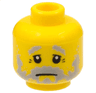 Minifigure, Head Light Bluish Gray Bushy Eyebrows, Moustache and Scruffy Full Beard, Upper Eyelids, Wrinkles Around Eyes, Sad Frown Pattern