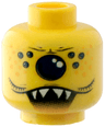 Minifigure, Head Alien with Single Eye, Spots, and Jagged Teeth Pattern