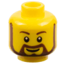 Minifigure, Head Beard Reddish Brown Rounded with White Pupils and Grin Pattern