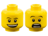 Minifigure, Head Dual Sided Thin Black Eyebrows, Open Mouth Smile with Top Teeth / Surprised Pattern