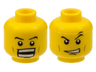 Minifigure, Head Dual Sided Power Miner Thin Eyebrows, Cheek Lines, Determined / Open Mouth Grin with Teeth Pattern