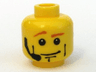 Minifigure, Head Male Dark Orange Eyebrows, White Pupils, Vertical Cheek Lines, Headset Pattern
