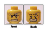 Minifigure, Head Dual Sided Power Miner Beard Stubble, Gray Smudge, Orange Scars, Determined / Alarmed Pattern