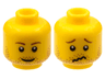 Minifigure, Head Dual Sided Reddish Brown Eyebrows and Beard Stubble, Grin / Worried Wavy Mouth Pattern