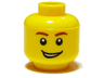 Minifigure, Head Male Reddish Brown Eyebrows, Open Lopsided Grin with Teeth, White Pupils Pattern