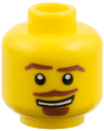 Minifigure, Head Brown Eyebrows, Goatee and Moustache, White Mouth and White Pupils Pattern