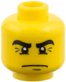Minifigure, Head Male Black Eyebrows with Crow's Feet Wrinkles and White Pupils Pattern