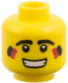 Minifigure, Head Black Eyes and Eyebrows, Two-Color Cheek Paint Pattern