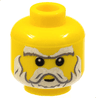 Minifigure, Head White and Dark Bluish Gray Bushy Eyebrows, Full Beard, and Moustache, Small Grin Pattern