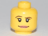 Minifigure, Head Female with Pink Lips, Thin Brown Eyebrows and White Pupils Pattern