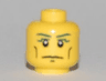 Minifigure, Head Blue Eyebrows, Vertical Cheek Lines, Slight Frown, Chin Dimple and White Pupils Pattern