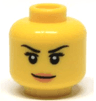 Minifigure, Head Female Black Eyebrows, Short Eyelashes, Nougat Lips, Grin Pattern